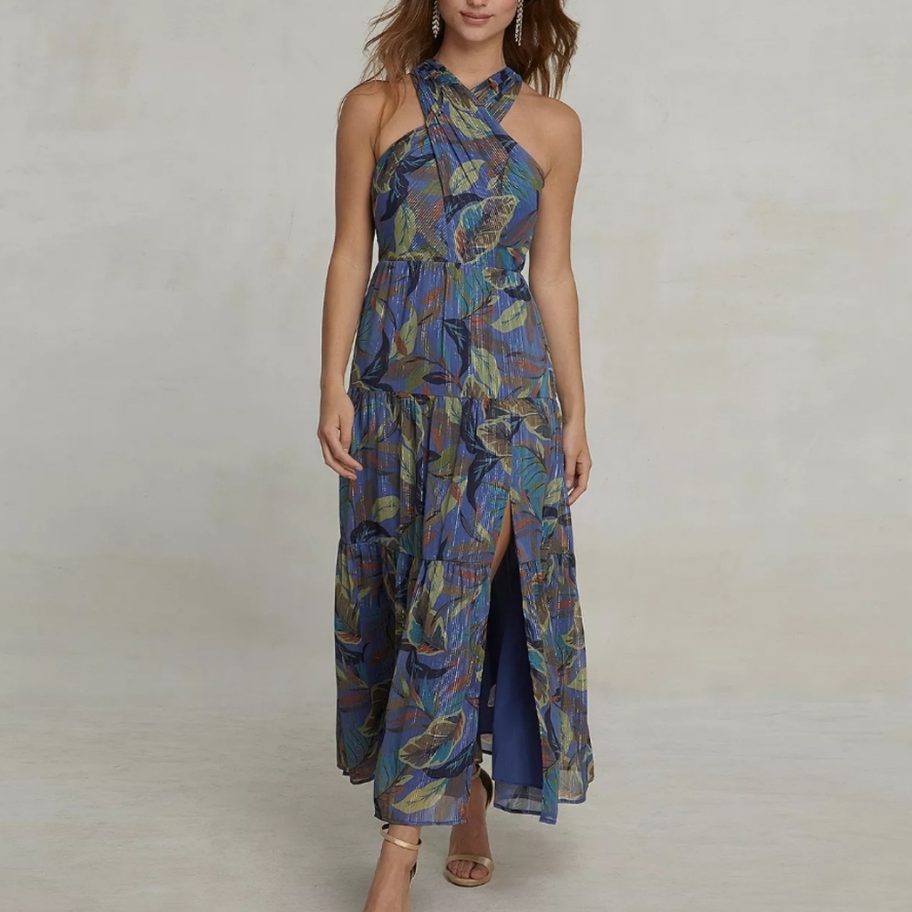 NWT Nicole Miller Criss Cross Halter Dress